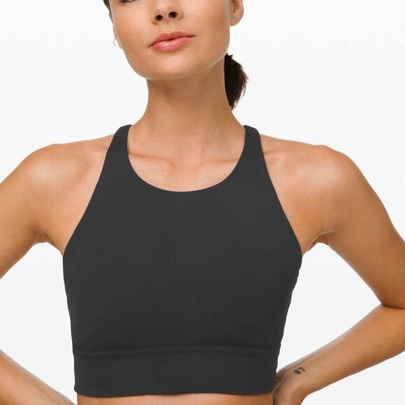 Lululemon Ride and Reflect Sports Bra Black High Neck Strappy Back Size 6 - Picture 1 of 6
